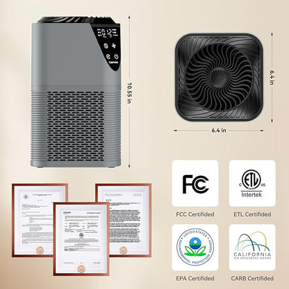 Air Purifiers for Home Large Room up to 1750 Sq Ft, H13 True HEPA Filter Air Purifiers for Bedroom, 25dB Quiet with Fragrance Diffuser for Home, Bedroom,Office (Gray)