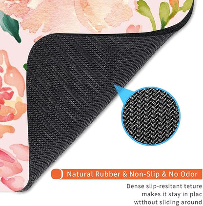 Square Mouse Pad Pink Watercolor Flower, Personalized Premium-Textured Custom Mouse Mat Design, Washable Mousepad Cloth, Non-Slip Rubber Base Computer Mouse Pads for Wireless Mouse