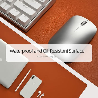 PU Leather Desk Pad Blotter,Waterproof Orange Office Desk Mat for Women,Non-Slip Writing Desk Protector Large Mouse Pad,36x17inch