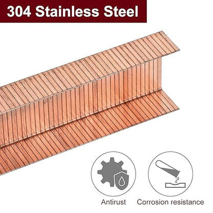 uxcell Gauge Narrow Crown Staples 1-3/8"x3/4", 1000Pcs Electroplated Steel for Pneumatic, Electric Stapler, Copper