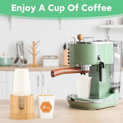 Nnewvante Bamboo Cup Dispenser, 5-8oz Bathroom & Kitchen Cup Holder, Dual-Purpose Paper & Desk Cup Holder, Anti-Spill, Width Upgrade, Party Cup Organizer, Ideal Gift