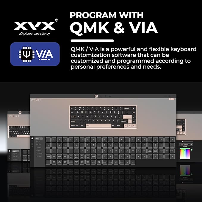XVX M67 60% Keyboard with IMD Keycaps, QMK/VIA Topographic Gaming Keyboard, Wired Mechanical Key Board, RGB Custom Gasket Hot Swappable, for Windows & Mac, Interstellar Black