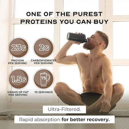 Muscle Feast 100% Grass Fed Whey Protein Powder, All Natural Hormone Free Paure Raised Whey Protein Powder for Women & Men- Whey Concentrate, Isolate & Hydrolyzed Protein Powder Blend - Chocolate, 5lb