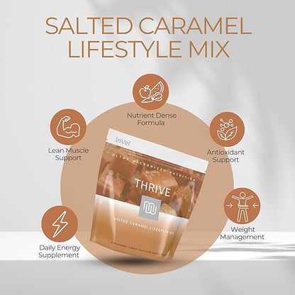 Thrive Protein Shake | 16 Packets (35g Each) | Gluten-Free, Pea Protein, Probiotics, Fiber & Digestive Enzymes | Supports Lean Muscle (16 Packets (Single Servings), Salted Caramel)