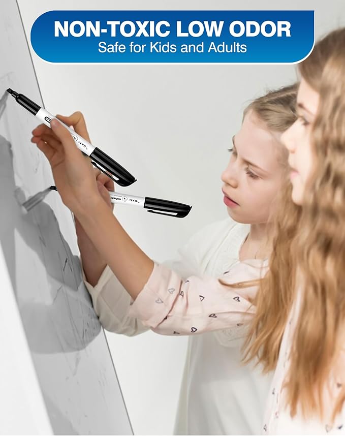 SFAIH Chisel Tip Dry Erase Markers, 72 Pack Black White Board Markers for Presentations, Lectures, Training Workshops & Church Groups, Non-Toxic Easy Clean