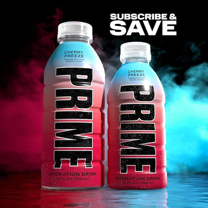 PRIME HYDRATION Duo - Blue Freeze & Cherry Freeze, Sports Drinks, Electrolyte Enhanced for Ultimate Hydration, 250mg BCAAs, B Vitamins, Antioxidants, Low Sugar, 12 Fl Oz (Pack of 24)