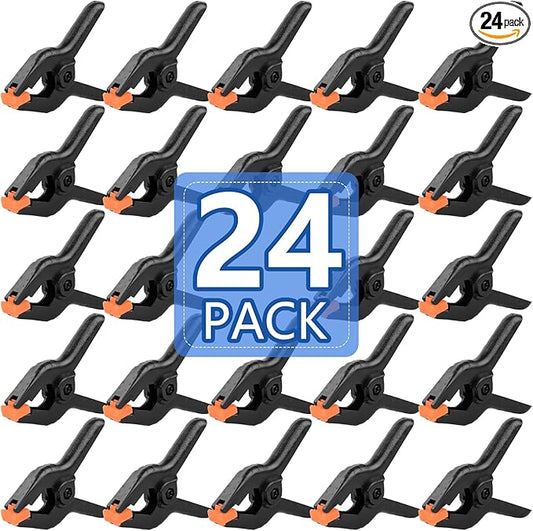 24 Pack 3.5 inch Plastic Spring Clamps, Black Heavy Duty Clips, Backdrop Clips, Plastic Clamps for Crafts, Backdrop Stand, Woodworking, Photography