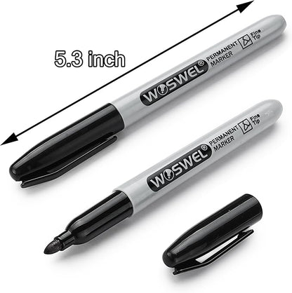 Permanent Markers Bulk 200 Pack — Black Fine Tip Waterproof Markers