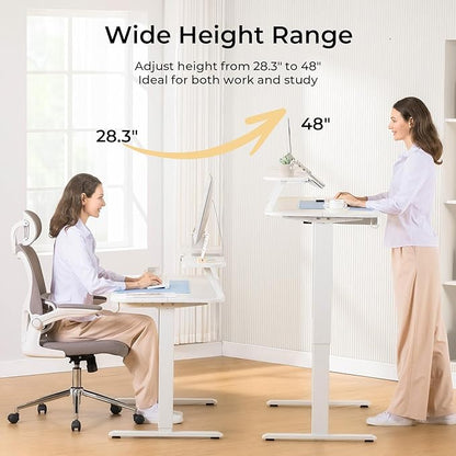 COMHOMA Electric Standing Desk with Drawers, 48 x 24'' Sit Stand up Desk with Monitor Stand, Laptop Stand, Height Adjustable Ergonomic Home Office Computer Desk with Memory Preset Controller