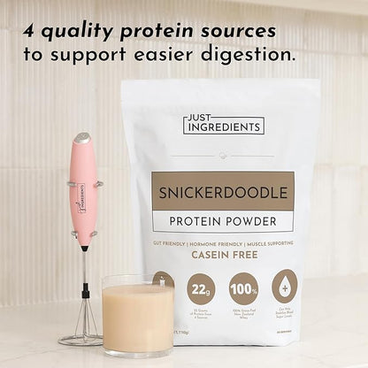 JUST INGREDIENTS Snickerdoodle Protein Powder - Grass-Fed Whey, Plant Proteins, Cinnamon Vanilla - 30 Servings