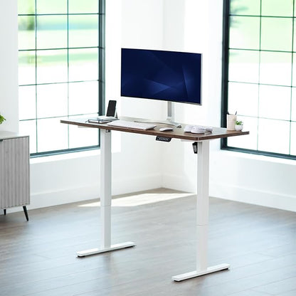 VIVO Electric 60 x 24 in Rustic Standing Desk, Memory Height Adjustment, 1B Series, One-Piece Vintage Brown Top, White Frame, DESK-KIT-1W6N