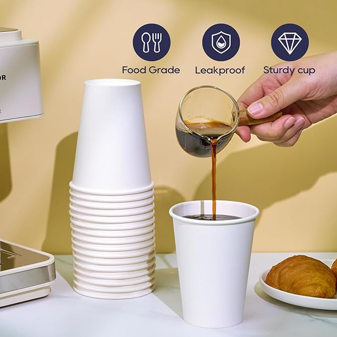 LITOPAK 1000 pack Paper Cup 12 oz, Bulk White Paper Cups, Disposable Hot Paper Coffee Cups for Offices, Schools, Shops, Restaurants
