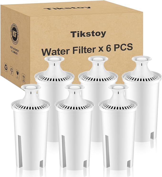 Water Filter Replacement Fit for Brita Water Filter & Pitchers, Water Pitcher Filter Compatible with Brita Classic, Mavea, Ob03, 107007 35557, Reduce Chlorine and Heavy Metals (6)