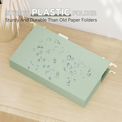 Extra Capacity Legal Size Plastic Hanging File Folders,Reinforced 2" Pastel Expanding Pocket,12 Pack Legal Hanging Folders for Filing Cabinet,Expandable Hang Folder with tabs,for Office School
