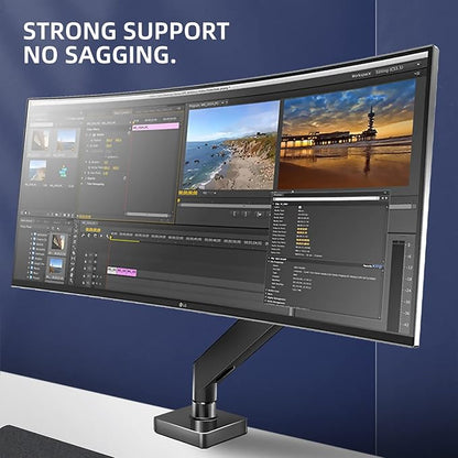 43 Ultrawide Monitor Arm Single Heavy Duty Desk Mount Computer Adjustable Gas Spring Stand for 17 to 46 inch, Screen up to 30lbs with VESA 75x75mm or 100x100mm M7B