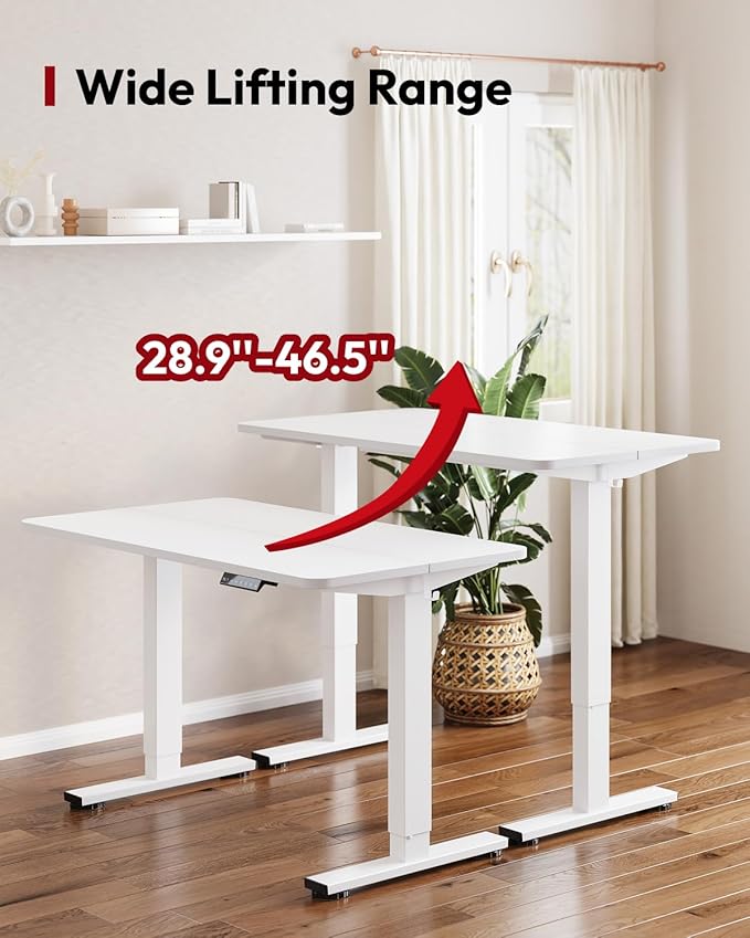 SANODESK Standing Desk Height Adjustable Electric Stand up Desk 40x24 Inches Sit Stand Home Office with Splice Board, White Frame/White Top