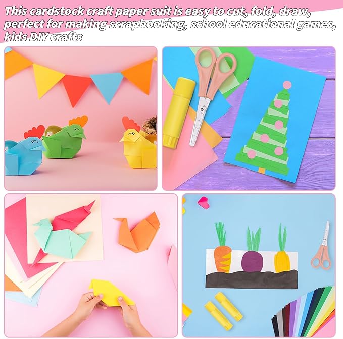 8.5” x 11” Colored Cardstock Bulk, 300 sheets Cardstock Paper Set, 30 Assorted Colors Construction Paper,180 GSM Card Stock Scrapbooking Supplies for Diy Crafts Cricut Card Making