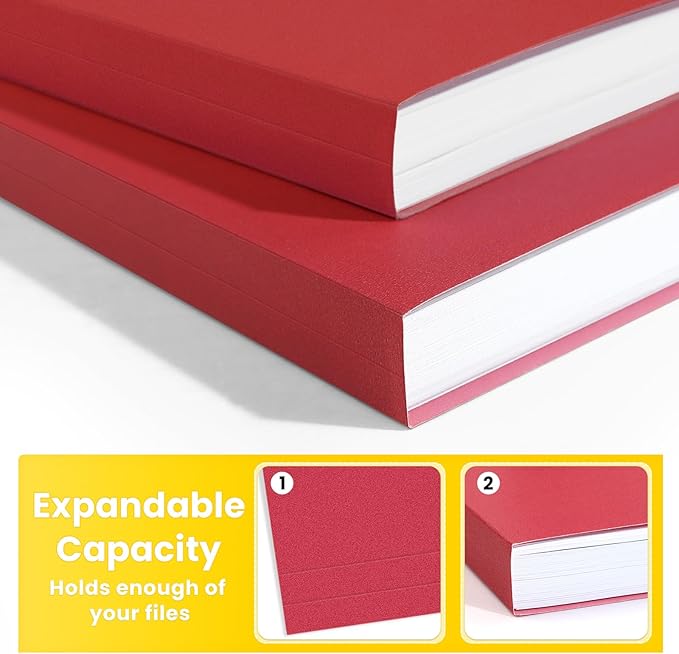 SUNEE File Folders, 150 Pack Manilla Folders 8.5 x 11, Colored File Folders Home Office School Supplies for Documents Files Paper, Red