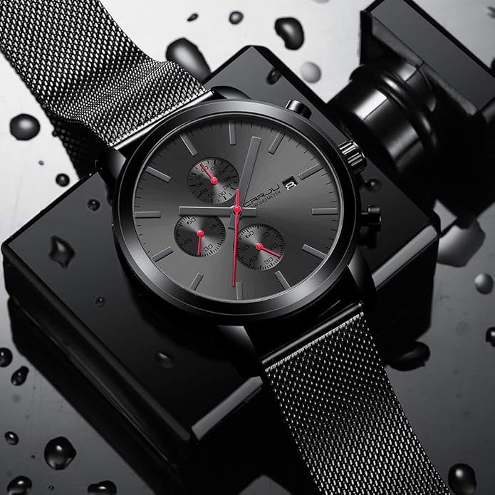 CRRJU Mens Stylish Casual Quartz Watches for Men Luxury Waterproof Calendar Chronograph Japan Movement Wristwatches