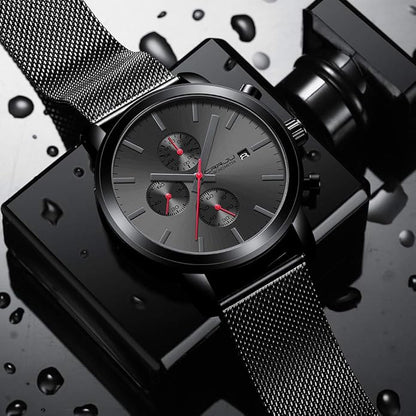 CRRJU Mens Stylish Casual Quartz Watches for Men Luxury Waterproof Calendar Chronograph Japan Movement Wristwatches