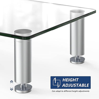 FITUEYES 2 Pack Monitor Stand –Adjustable Glass Computer Monitor Riser, Clear Desktop Stand for Laptop TV Computer Screen, Desk Organization, Office Supplies, DT103803GC
