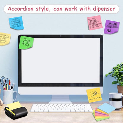 64 Pads Pop Up Sticky Notes, Accordion Sticky Notes 3x3 Refills 8 Bright Color Post Stickies Bulk Adhesive Memo Pad Colorful Popup Notes for Dispenser Home Office Meeting Work School Supplies