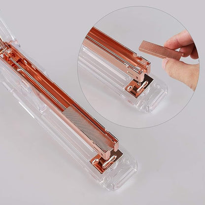 KIDMEN Rosegold Desk Accessory Kit,Set of Stapler, Staple Remover,1000pcs Staples,Tape Dispenser,Big Diamond Ballpoint Pen and 10pcs Binder Clips