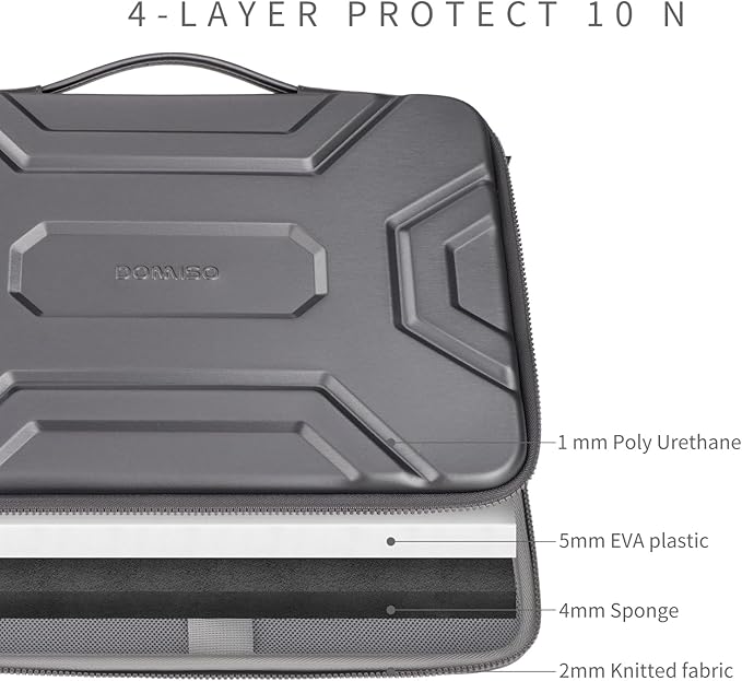 DOMISO 15.6 inch Laptop Sleeve Shoulder Bag Shockproof Computer Bag Waterproof EVA Protective Carrying Case for 16" MacBook Pro/Max M2 M1 2019-2023,15"-16" HP Dell Asus Laptop,Dell XPS 15,Dark Grey