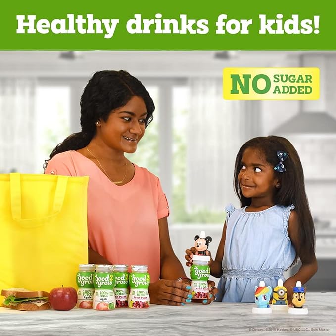 good2grow 100% Apple Juice & Fruit Punch Flavored Juice for Kids- Juice Bottles Bulk 24 Pack, Reusable Bottle, No Sugar Added, Source of Vitamin C- 6 fl oz, Pack of 24 (Spill Proof Tops Not Included)