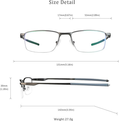 LifeArt Blue Light Blocking Glasses, Anti Eyestrain, Computer Reading Glasses, Gaming Glasses, TV Glasses for Women Men, Stylish Unisex Alloy Square Frame (Gray, +0.50 Magnification)