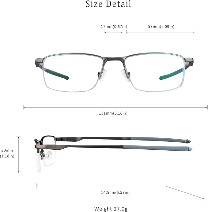 LifeArt Blue Light Blocking Glasses, Anti Eyestrain, Computer Reading Glasses, Gaming Glasses, TV Glasses for Women Men, Stylish Unisex Alloy Square Frame (Gray, +1.50 Magnification)