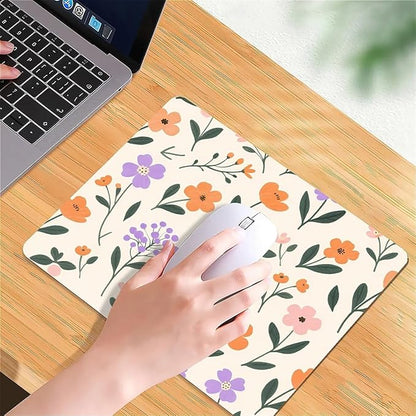 Square Mouse Pad Flowers, Personalized Premium-Textured Custom Mouse Mat Design, Washable Mousepad Cloth, Non-Slip Rubber Base Computer Mouse Pads for Wireless Mouse