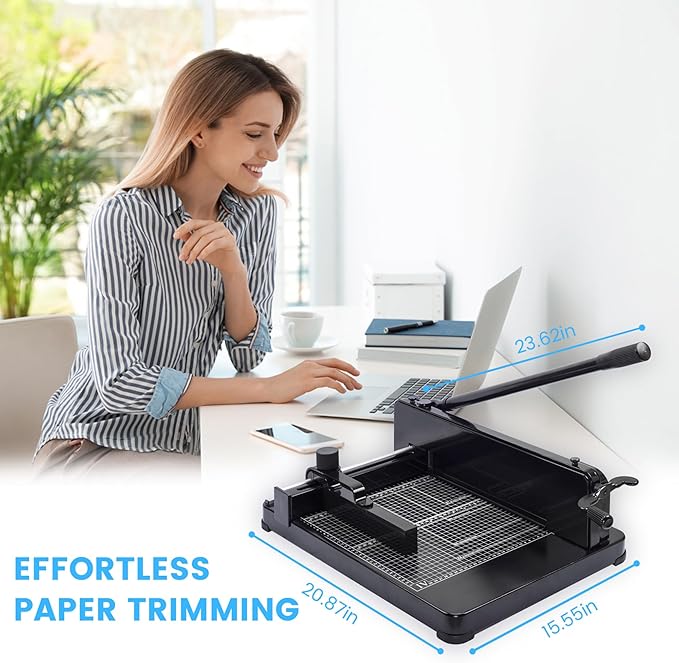 Heavy Duty Paper Cutter for A4 Paper, Guillotine Paper Cutter 12 Inch, 400 Sheet Capacity, Solid Steel Construction