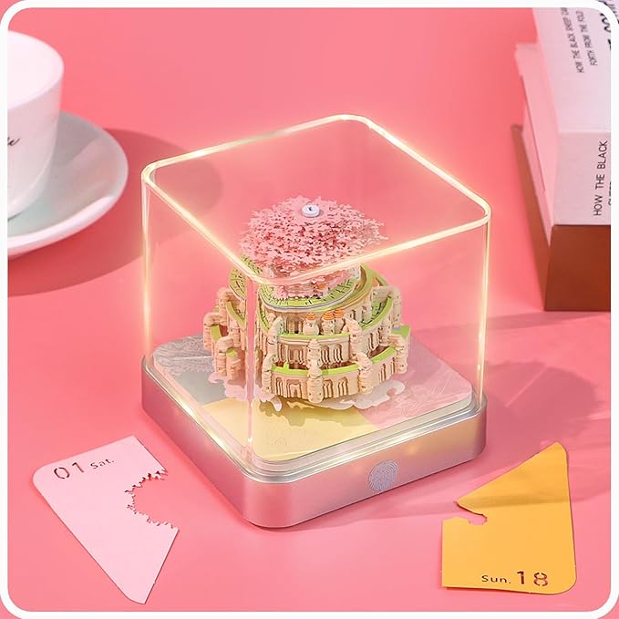 3D Time Piece Calendar 2026 DIY Calendars Tear Away Carving Art 3D Memo Pad Calendar With LED Lights sculpture artsy pads calendar notepad for Desktop Decor-Sky castle
