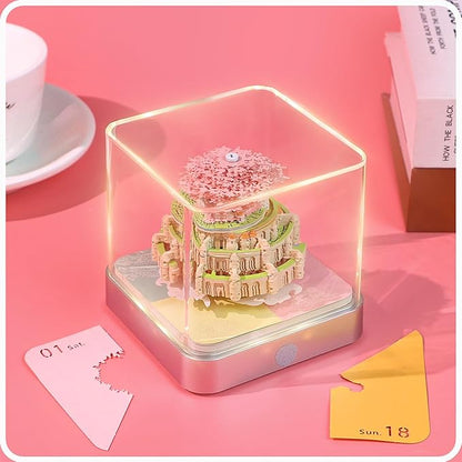 3D Time Piece Calendar 2026 DIY Calendars Tear Away Carving Art 3D Memo Pad Calendar With LED Lights sculpture artsy pads calendar notepad for Desktop Decor-Sky castle