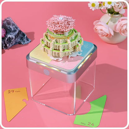3D Time Piece Calendar 2026 DIY Calendars Tear Away Carving Art 3D Memo Pad Calendar With LED Lights sculpture artsy pads calendar notepad for Desktop Decor-Sky castle