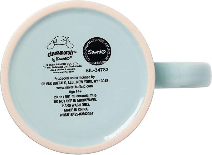 Silver Buffalo Sanrio Hello Kitty and Friends Cinnamoroll Rainbow Glitter Ceramic Mug, 20 Ounce