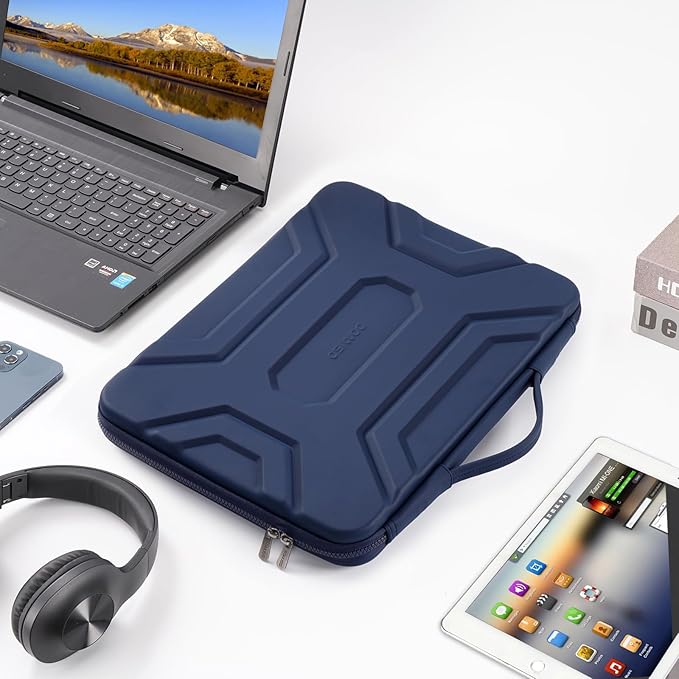 DOMISO 14 inch Laptop Sleeve with Handle Shockproof Computer Bag Waterproof EVA Protective Carrying Case for 14" HP Dell Asus Lenovo Laptop, Dark Blue