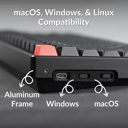 Keychron K2 75% Layout QMK Wireless and Wired Options Mechanical Keyboard Super Brown Switch, Paired with Shine-Through Double-Shot PBT Keycaps for Mac Windows-Version 3