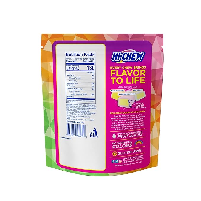 HI-CHEW Fruit Combos Bulk Candy, 4 Stand Up Pouches, 220+ Pieces, 11.65oz each -Chewy Fun Soft Candy Variety Pack - Immensely Juicy Fruity Flavors - Individually Wrapped for Sharing