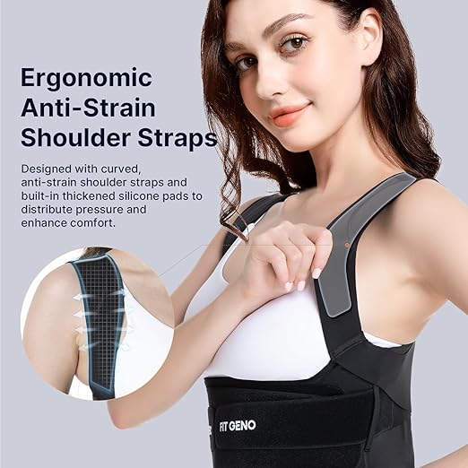 Fit Geno Posture Corrector for Women Invisilite: Invisible Lightweight Back Brace for Neck Shoulder & Upper Back Pain Relief - Improve Posture Correct Hunchback Slouching Under Clothes Large