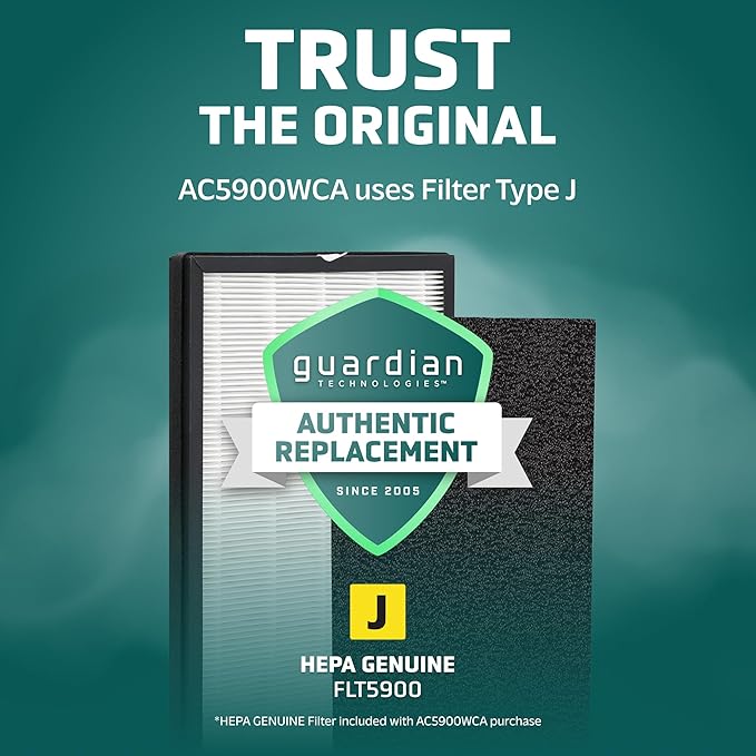 GermGuardian HEPA Air Purifier for Home, Large Rooms up to 1760 Sq. Ft. with HEPA Air Filter & UV-C Light, Zero Ozone Verified, AC5900WCA, White
