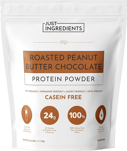Roasted Peanut Butter Chocolate Protein Powder – 30-Serving Blend with 100% Grass-Fed Whey & Organic Plant Proteins – Rich Cocoa & Roasted Peanut Flavor – Supports Muscle Recovery & Energy*