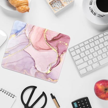 Square Mouse Pad with Stitched Edge, Premium Mousepad Washable Cloth. Computer Mouse Pad with Non-Slip Rubber Base, Mouse Pads for Computers Laptop Mouse 9.25x7.75x0.12 inch-Colorful Marble