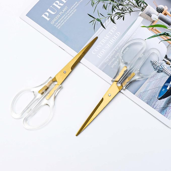 AxeWoodz Gold Acrylic Scissors, 6.5 Inch Office Scissors, Stainless Steel Blade, All Purpose, 1 Count