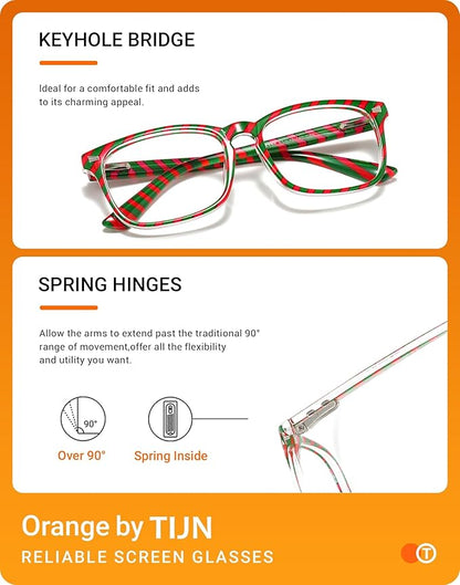 TIJN Blue Light Blocking Glasses for Women Men Clear Frame Square Nerd Eyeglasses Anti Blue Ray Computer Screen Glasses