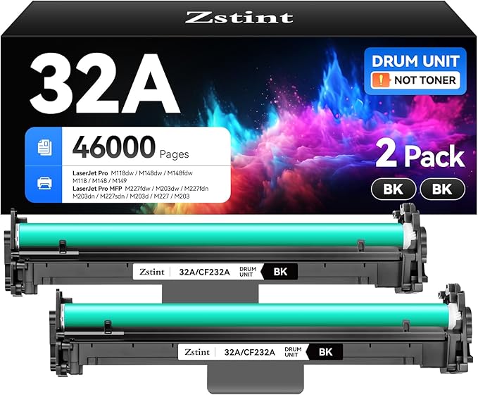 32A CF232A Drum Unit（Not Toner) Black 2-Pack Replacement for HP 32A CF232A Imaging Drum LaserJet Pro MFP M227fdn M227fdw M227sdn M203dn M203dw M118dw M148dw M148fdw M149fdw M203 M206 M227 M230 Printer