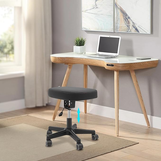 Footrest Stool Under Desk, Rolling Swivel Stool Chair with Height and Tilt Angle Adjustment, 360° Rolling Massage Chair with Wheels, Ergonomic Foot Rest for Home Office,Gaming,Salon,Massage,Study Room