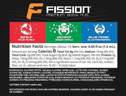 Cirkul Fission Caffeine Flavor Water Variety Pack, Makes 36 Drinks, No Sugar, Zero Calorie Drink Mix, (2 Send It, 2 Jackpot, 2 Blue Magic)