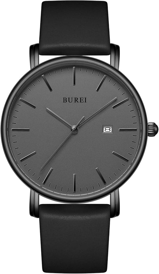 BUREI Men Wrist Watches Fashion Minimalist Analog Quartz Waterproof Watches for Men